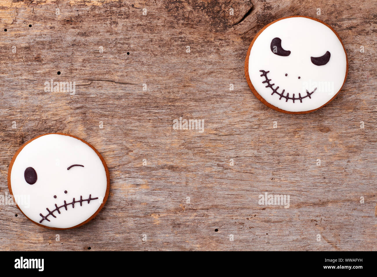 Jack Skellington cookies and copy space. Stock Photo