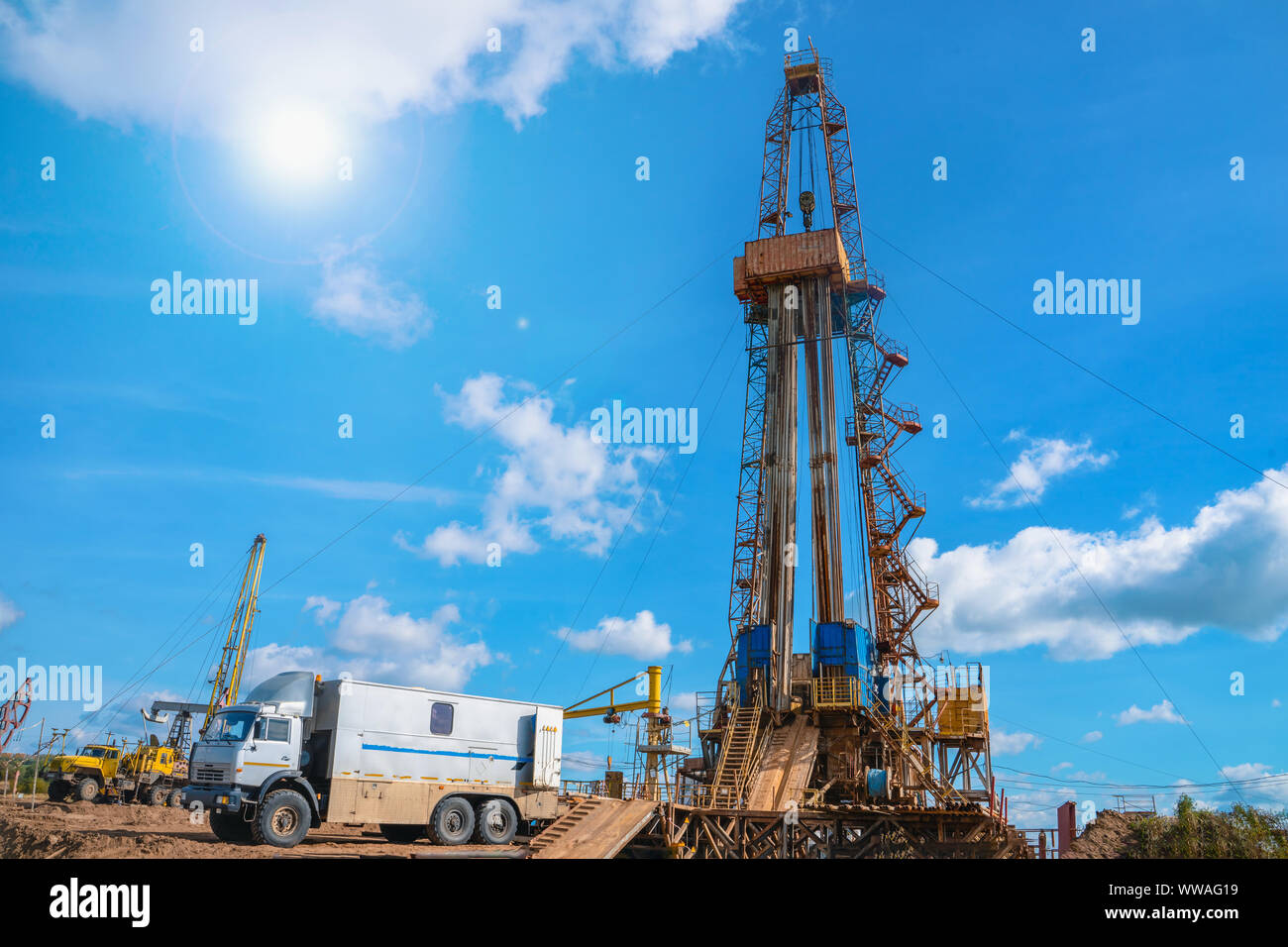 Oil and Gas Drilling Rig. Oil drilling rig operation on the oil