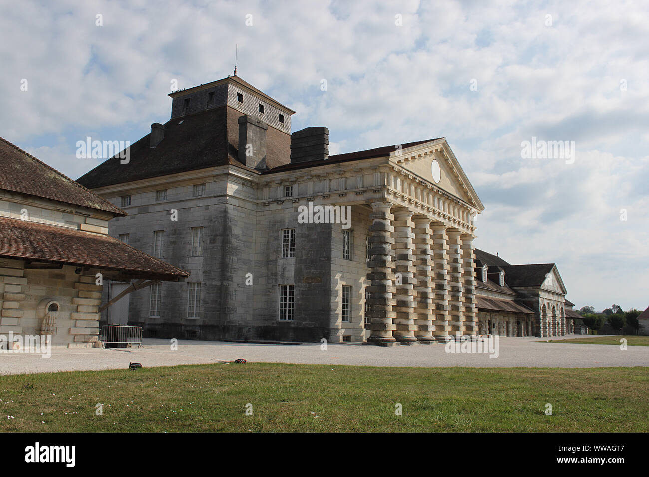 The Director's house at the Saline royale (the royal saltworks) at Arc-et-Senans, designed by the visionary architect Claude Nicolas Ledoux in 1774 Stock Photo