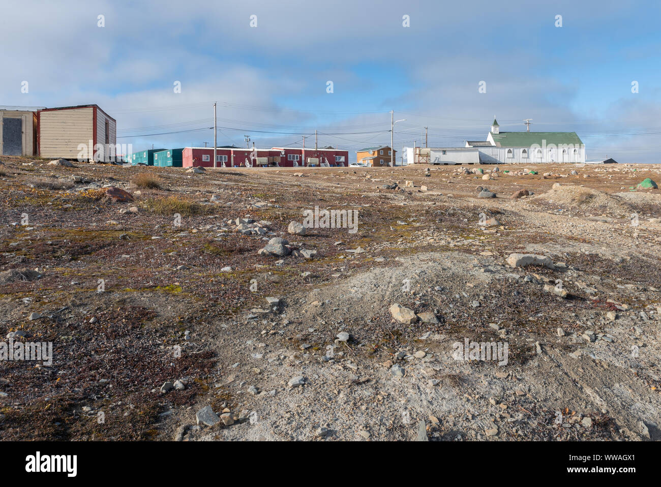 Church in the town of Cambridge Bay, Nunavut, Canada Stock Photo
