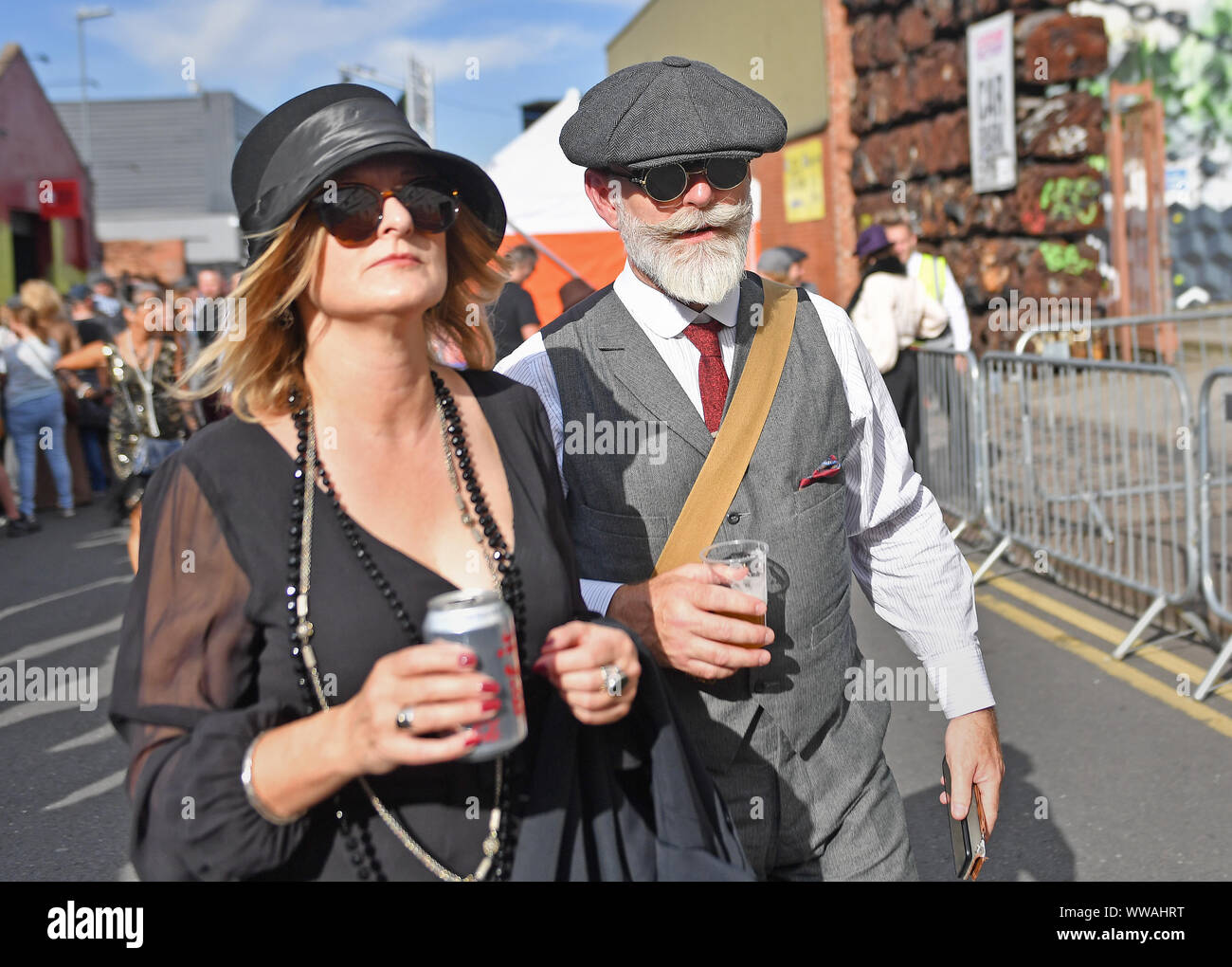 People during the Peaky Blinders Festival in Birmingham. Stock Photo