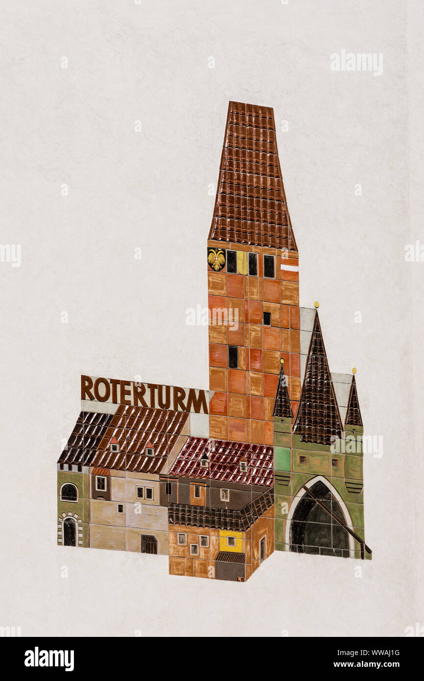'Roter Turm' mosaic - Vienna, Austria. Stock Photo