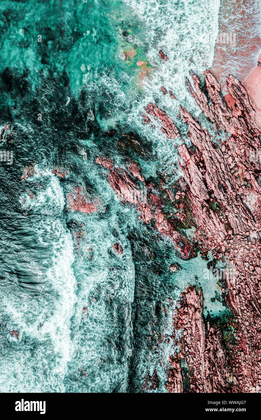 Aerial View Of Ocean Waves Crashing Stock Photo - Alamy