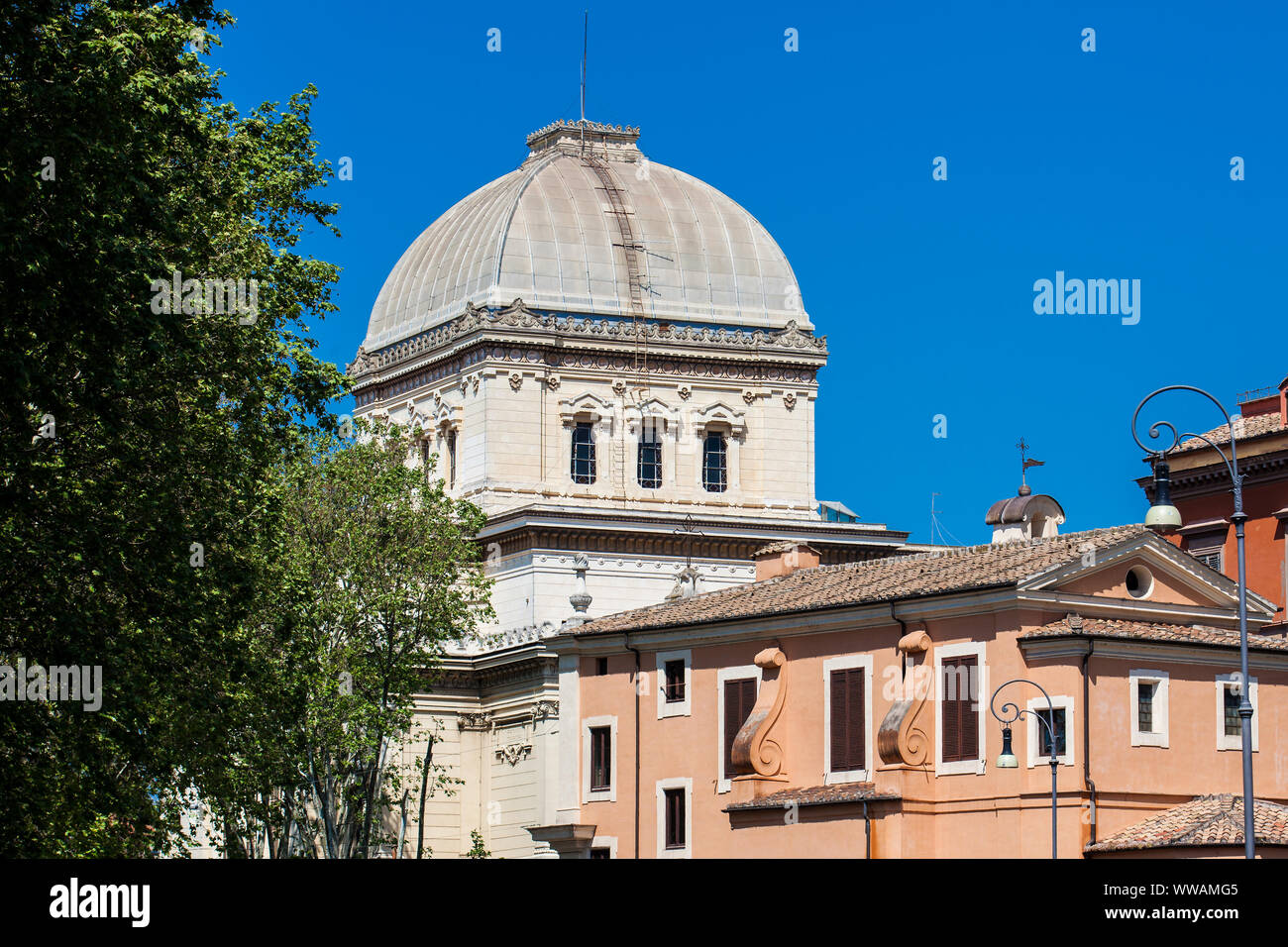 Dome of the Great Synagogue of Rome built on 1904 Stock Photo