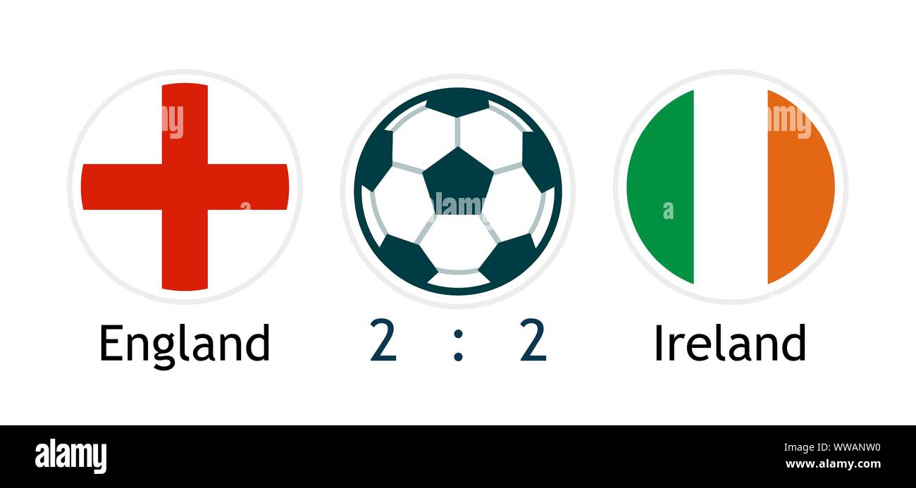 England versus Ireland Vector banner with Score for soccer