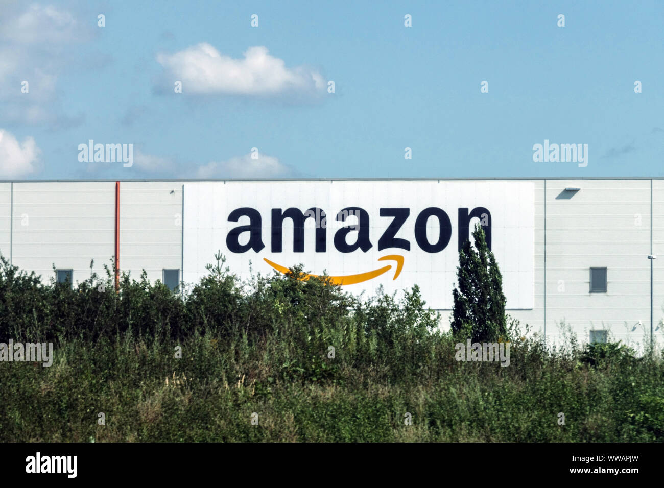 Amazon logo on the building, Brieselang Germany Europe Stock Photo Alamy