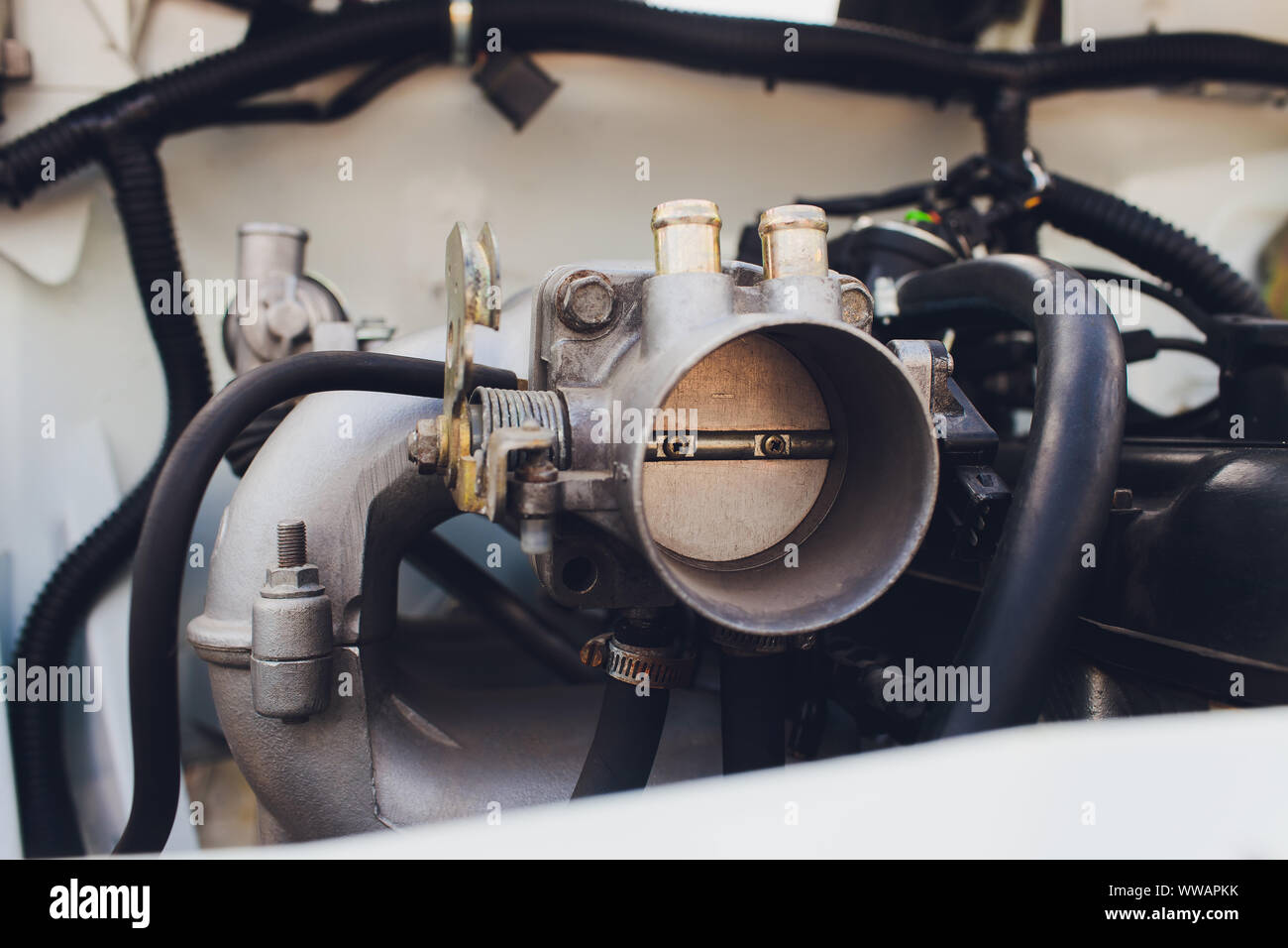 LPG , NGV Gas tanks are installed in a car for the 2 fuel system Stock