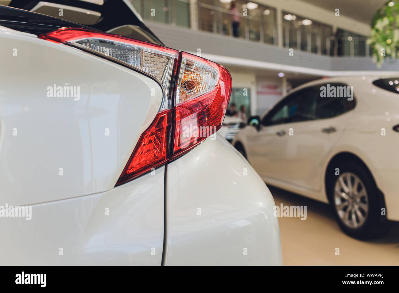 Car detail. New led taillight by night. The rear lights of the car, in ...