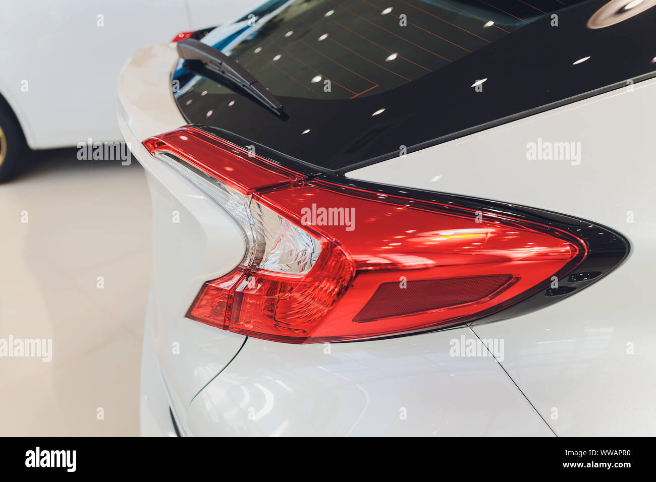 Car detail. New led taillight by night. The rear lights of the car, in ...