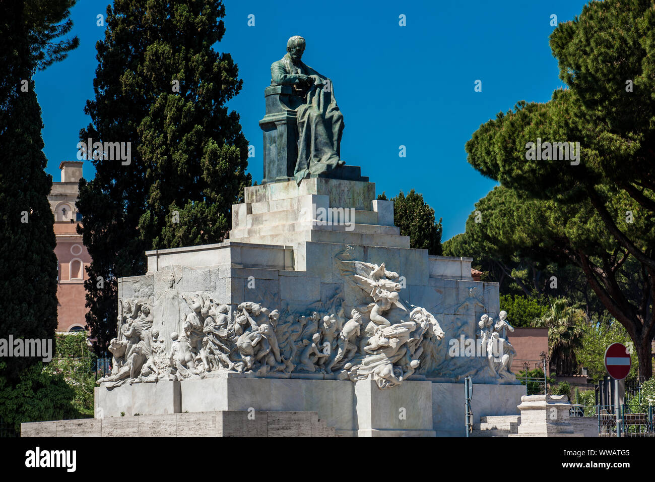 ROME, ITALY - APRIL, 2018: Monument to the Italian politician Giuseppe Mazzini Stock Photo