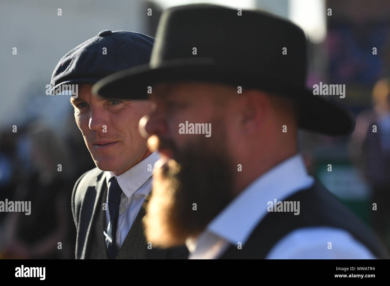 People during the Peaky Blinders Festival in Birmingham. Stock Photo