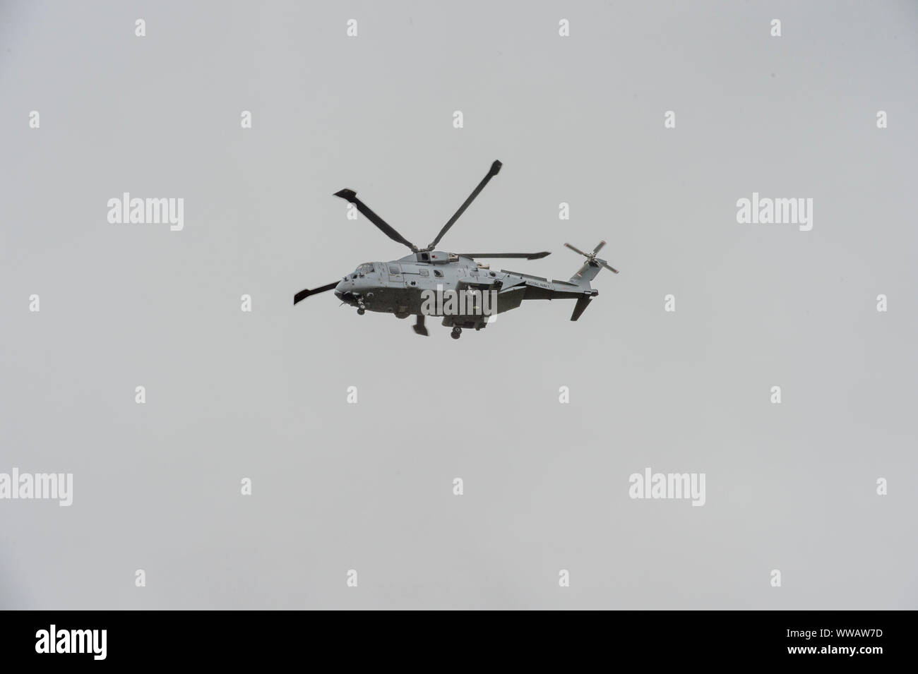 low flying military helicopter Stock Photo