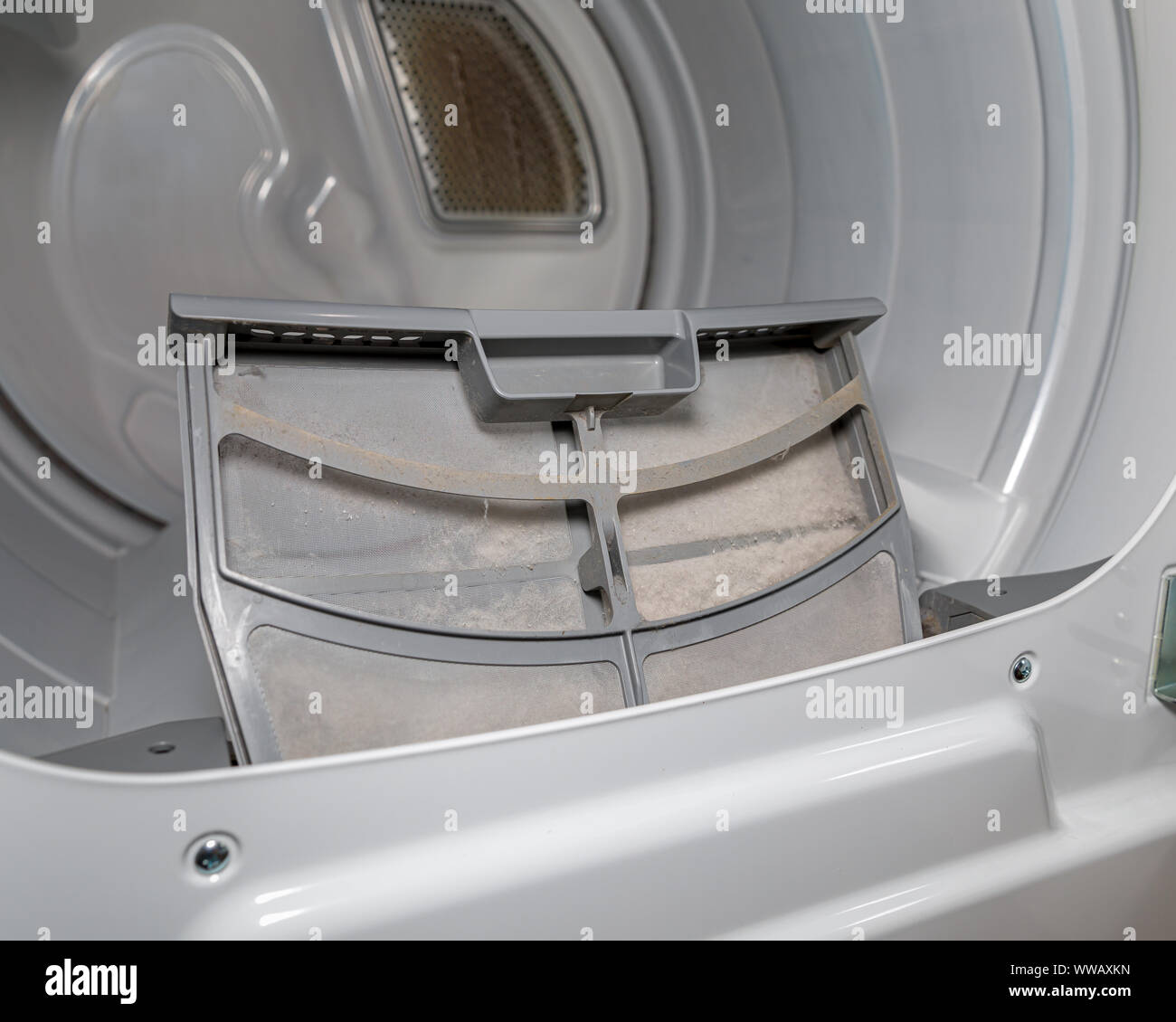 Clothes dryer vent lint trap, screen, or filter clogged with lint and