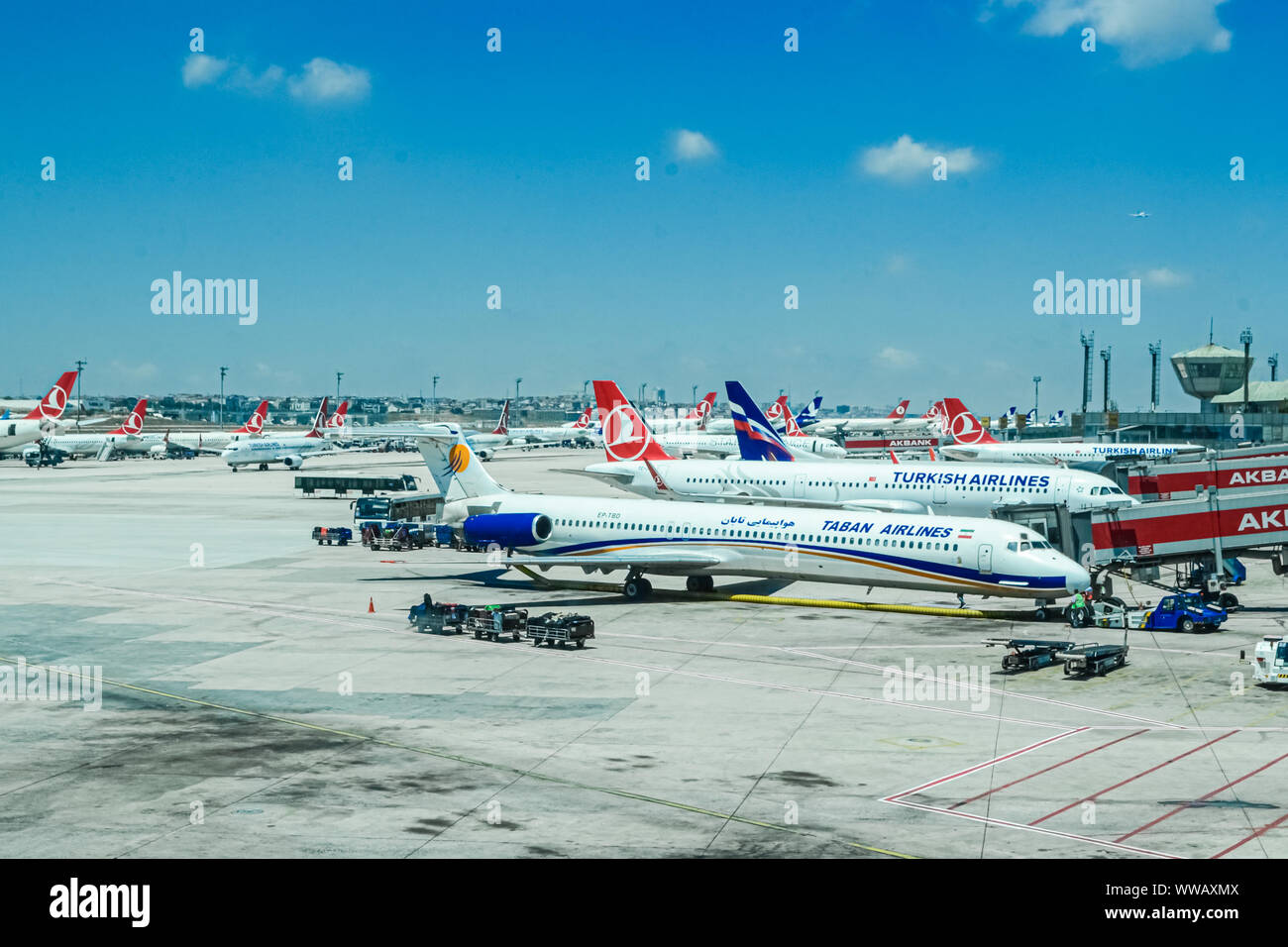 Turkish airlines fleet at the old Ataturk airport Stock Photo