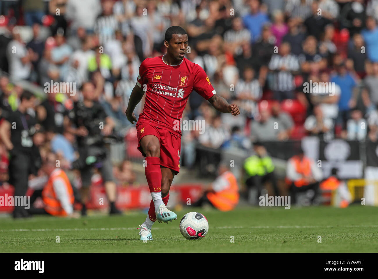 14th September 2019 , Anfield, Liverpool, England; Premier League Football, Liverpool vs Newcastle United ; Georginio Wijnaldum (5) of Liverpool during the game Credit: Mark Cosgrove/News Images Premier League/EFL Football images are subject to DataCo Licence Stock Photo