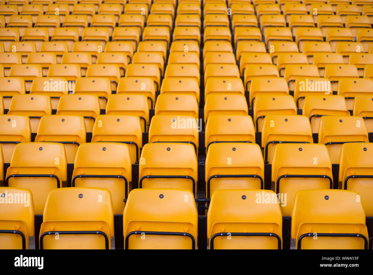 Wolverhampton, UK. 14th Sept, 2019.  Empty seats prior to the Premier League match between Wolverhampton Wanderers and Chelsea at Molineux, Wolverhampton on Saturday 14th September 2019. (Credit: Steven Morris | MI News ) Editorial use only, license required for commercial use. Photograph may only be used for newspaper and/or magazine editorial purposes Credit: MI News & Sport /Alamy Live News Credit: MI News & Sport /Alamy Live News Stock Photo