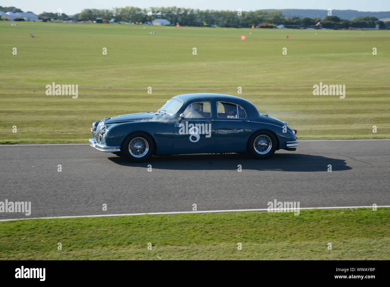 Goodwood Revival 13th September 2019 - St Mary's Trophy - 1958 Jaguar Mk1 driven by Mark Russell Stock Photo