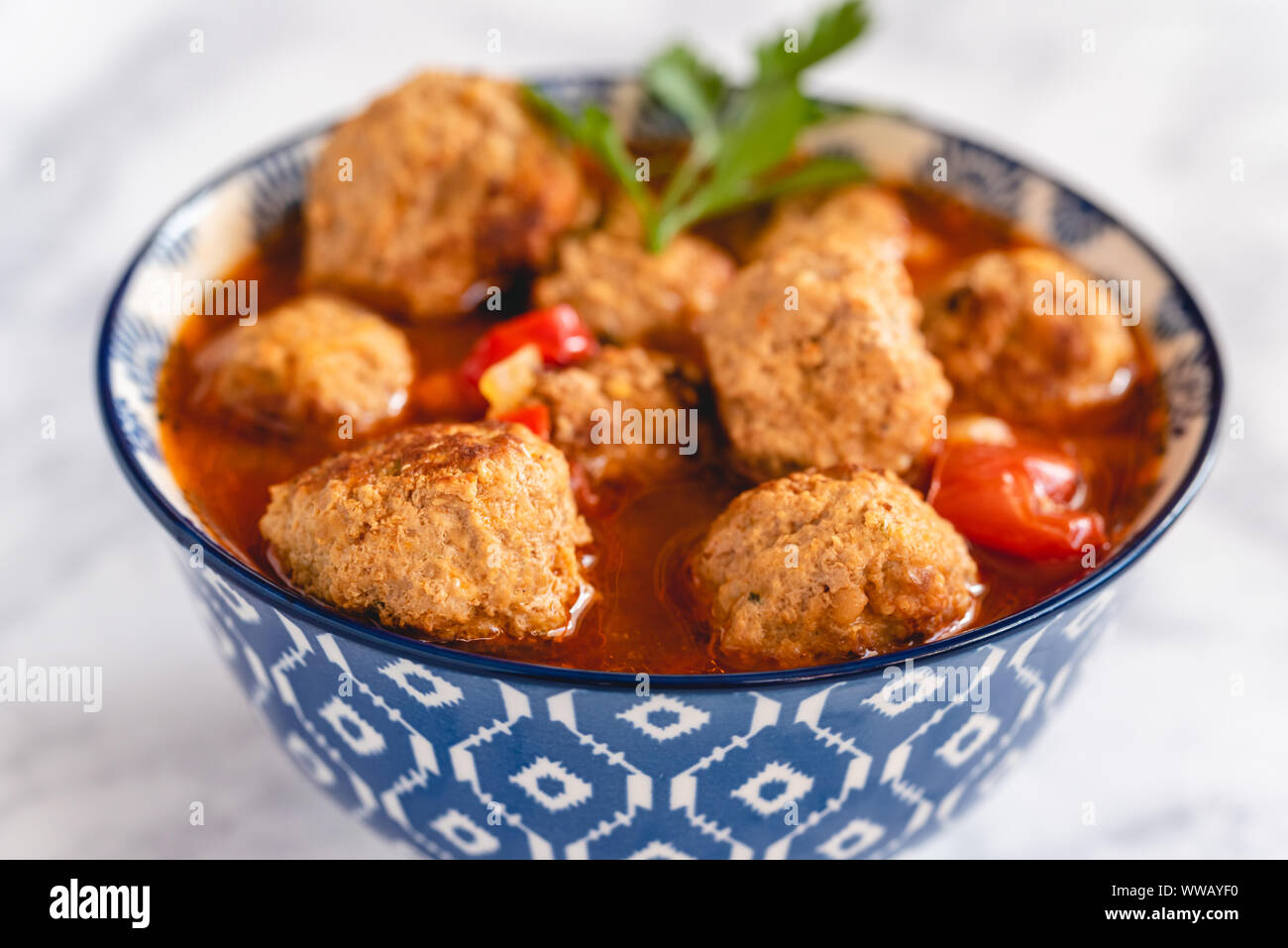 Pork and beef meatballs in tomato and paprika sauce Stock Photo Alamy