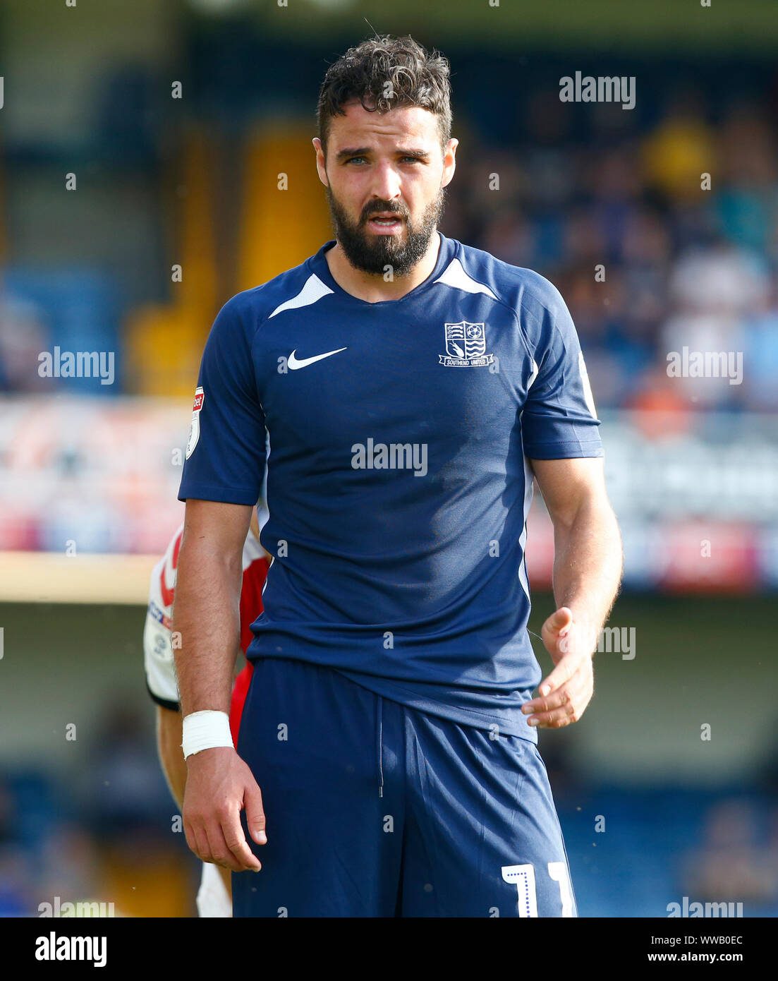 Southend, UK. 14th Sep, 2019. Stephen McLaughlin of Southend United during English Sky Bet League One between Southend United and Fleetwood Town at Roots Hall Stadium, Southend, England on 14 September 2019 Credit: Action Foto Sport/Alamy Live News Stock Photo
