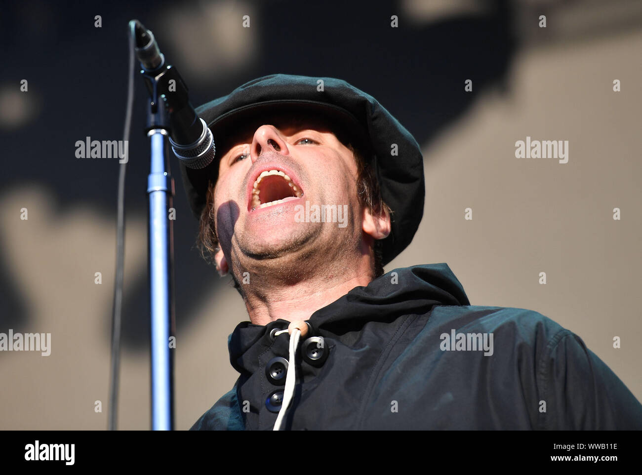 Liam Gallagher performing during the Peaky Blinders Festival in Birmingham. Stock Photo