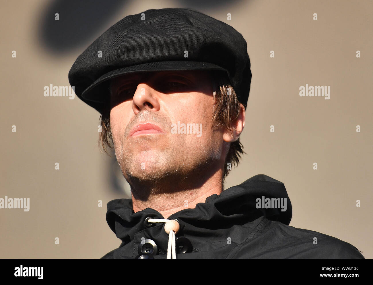 Liam Gallagher performing during the Peaky Blinders Festival in Birmingham. Stock Photo