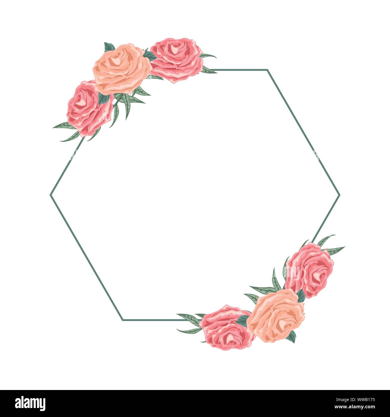Beautiful hexagon floral arrangement for dedication Stock Vector