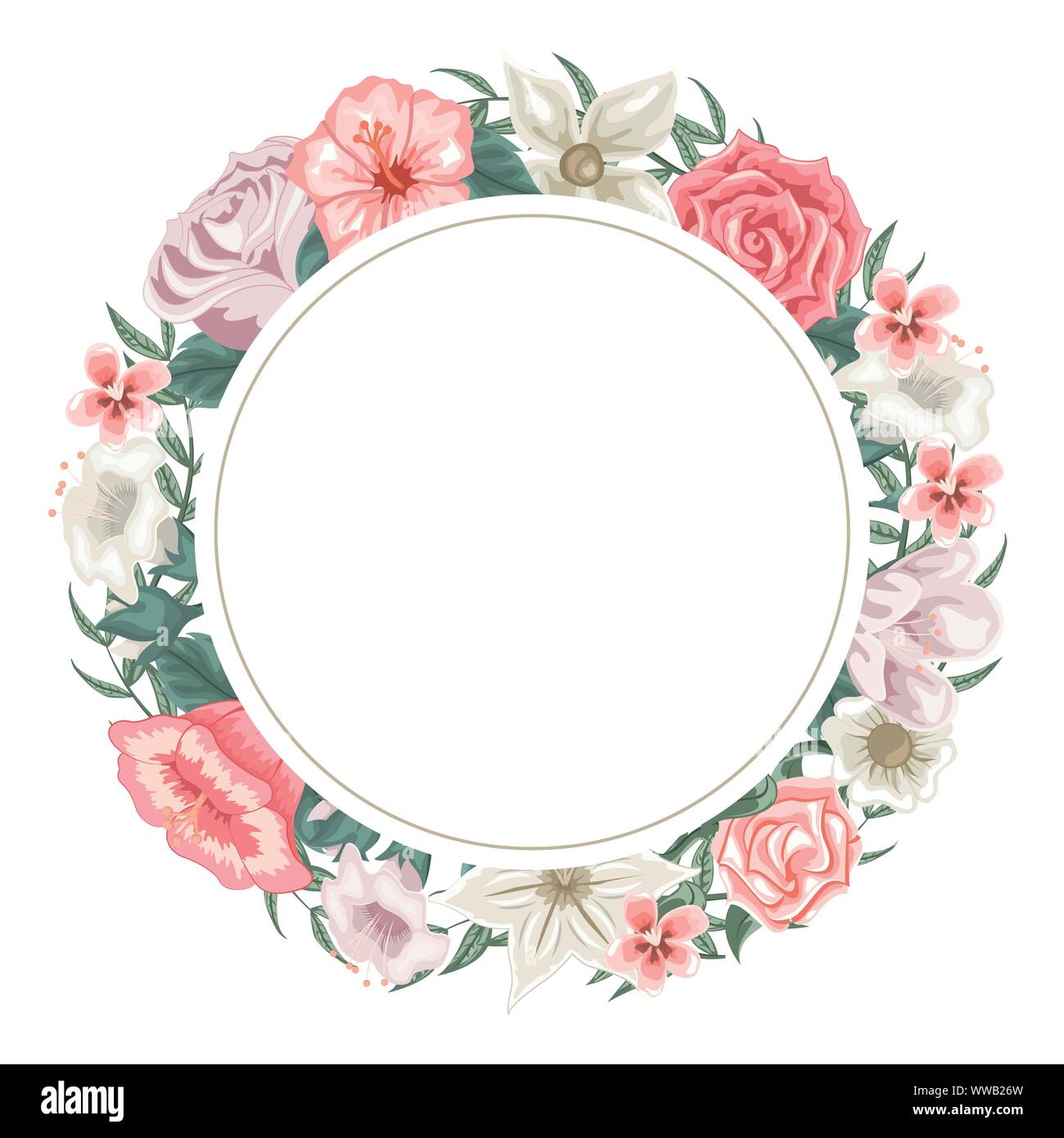 Circle frame of roses, tulips and different flowers for dedication Stock Vector Image & Art Alamy