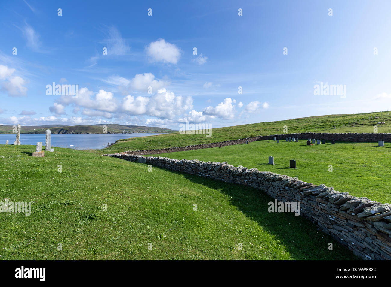 Cemetery near Levenwick Beach, Mainland, Shetland islands, Scotland, UK