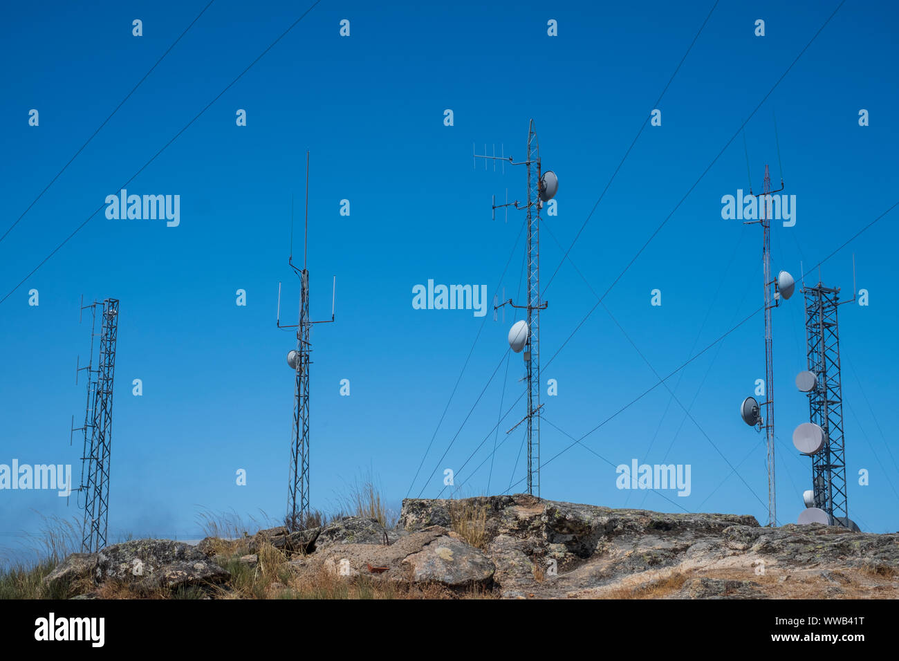 Group of antennas, satellite dishes for television