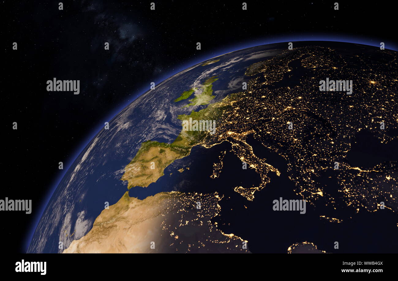 Planet earth with terminator line. Stock Photo