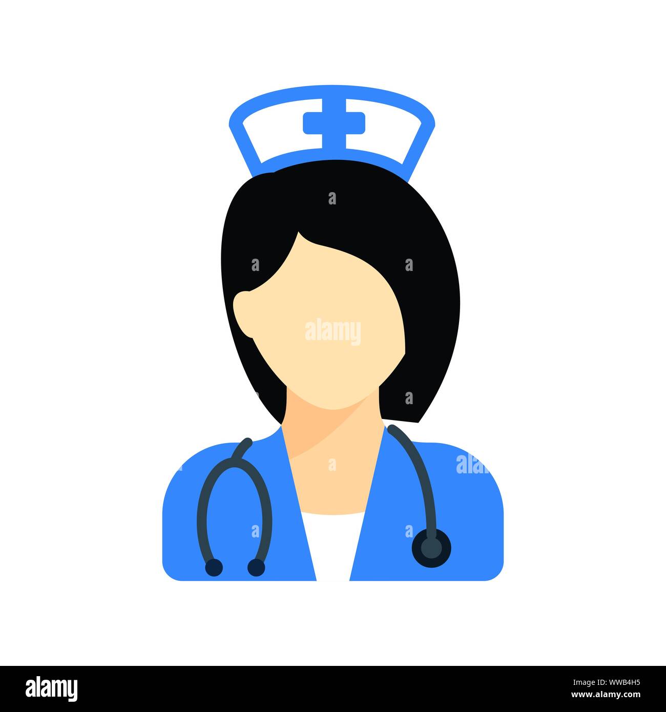 Nurse icon, nursing assistant, doctor, woman medical specialist Stock
