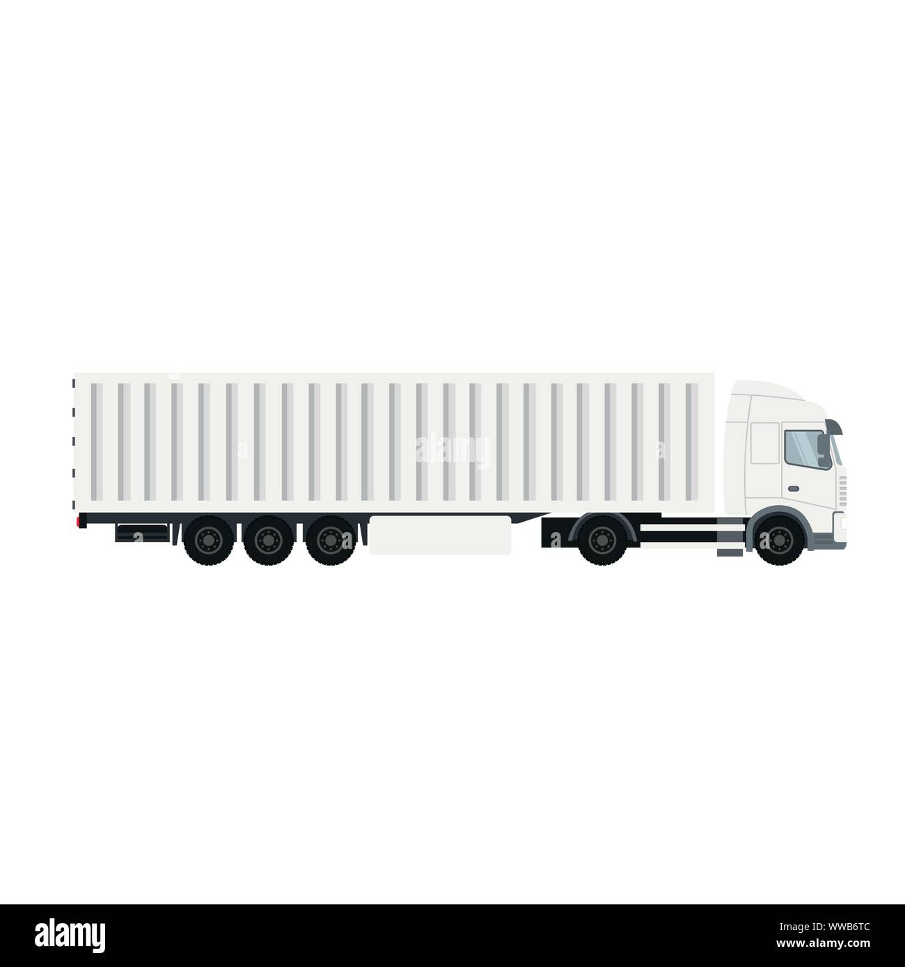 Container trailer truck with cold storage for export. Heavy transport vehicle Stock Vector