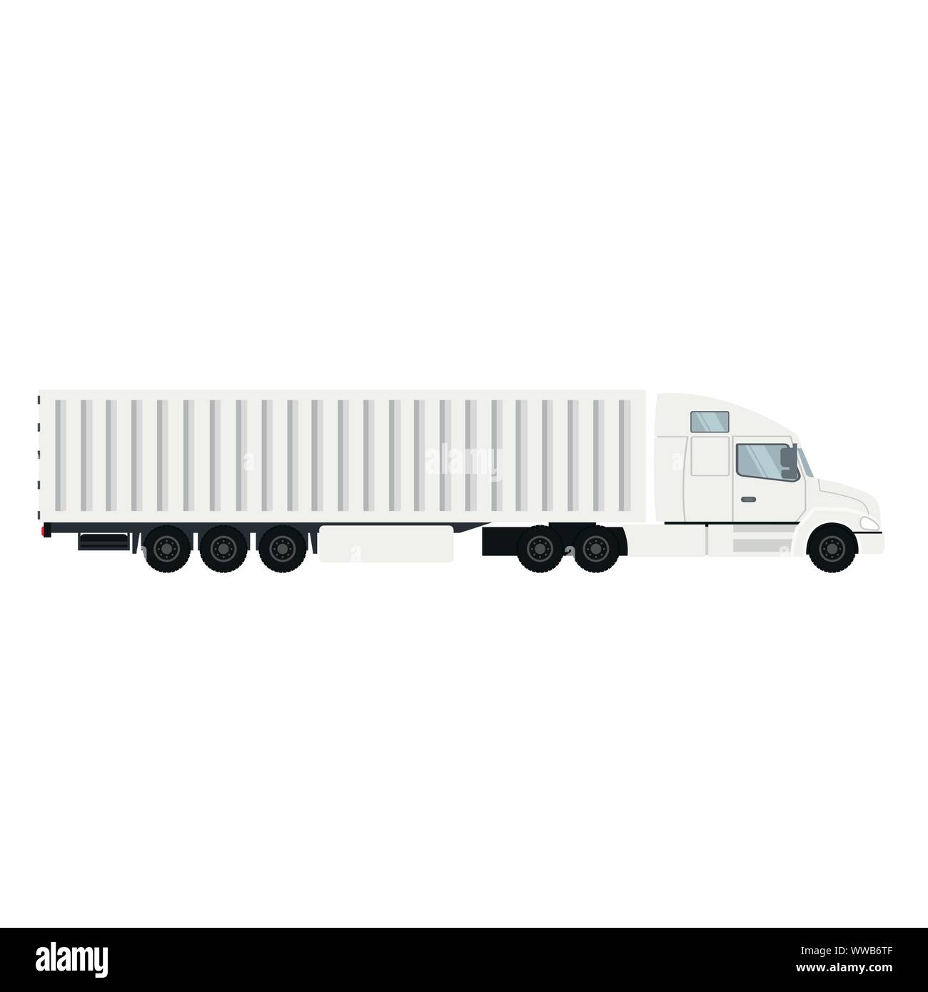 Container trailer truck for export with cold storage. Heavy transport vehicle Stock Vector