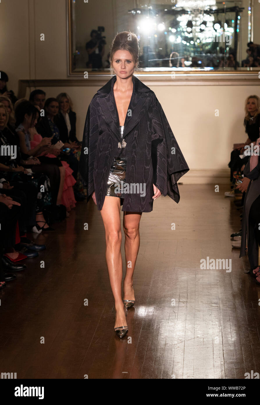 New York, NY - September 10, 2019: Model walks runway for Zang Toi 30th anniversary Spring/Summer 2020 show during fashion week at 3 West Club Stock Photo