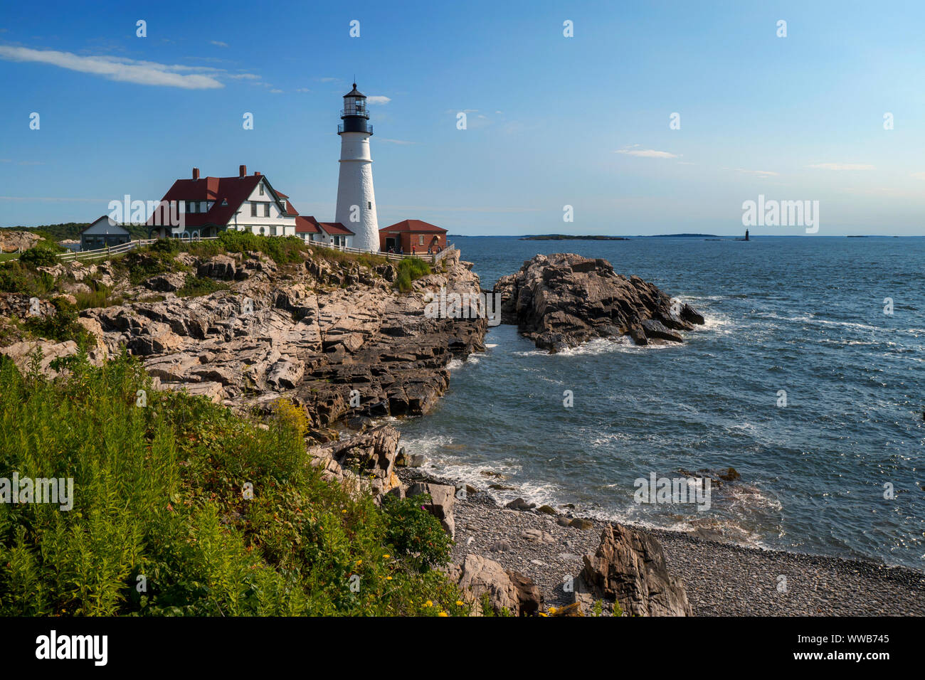 Portland Head lighthouse at Cape Elizabeth, Maine Stock Photo