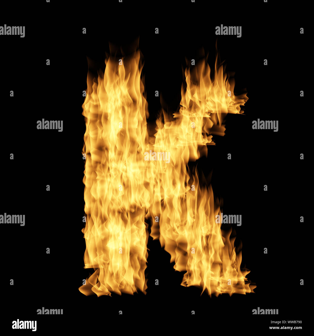 Flame letter isolated on the black background Stock Photo - Alamy