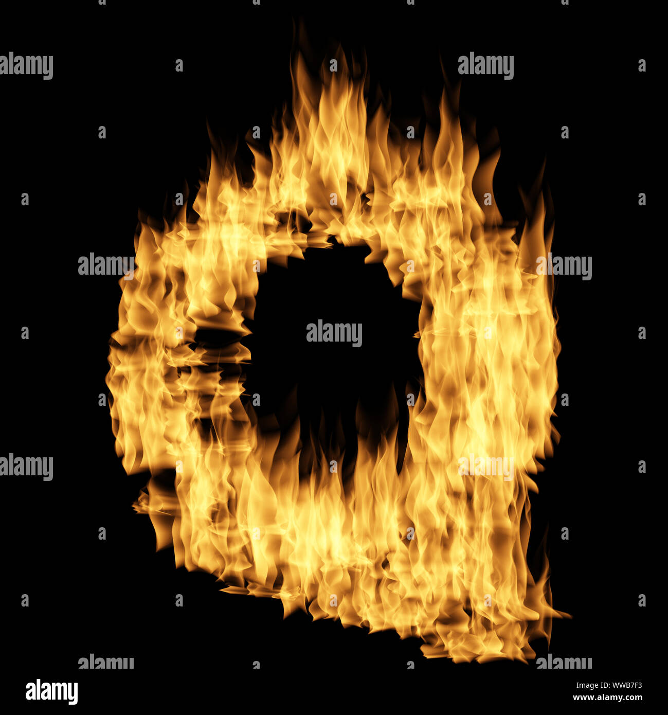 Flame letter isolated on the black background Stock Photo - Alamy