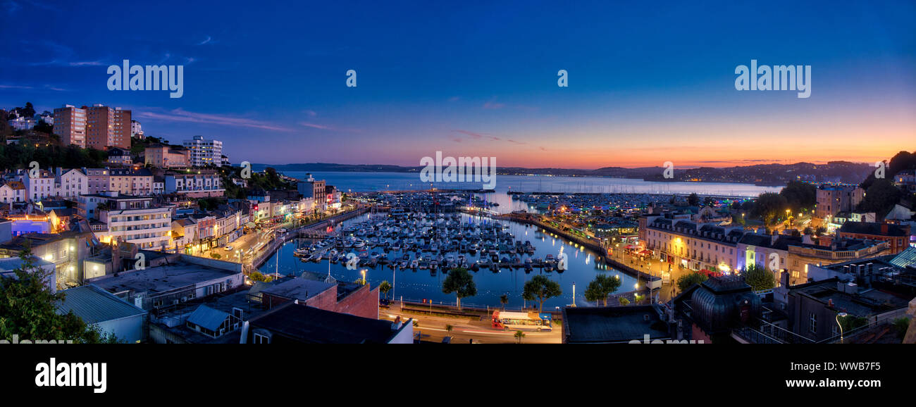 GB - DEVON: Panoramic view of Torquay Harbour at night  (HDR-Image) Stock Photo