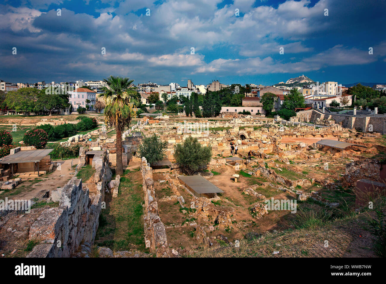 Partial view of  Kerameikos, of the most beautiful suburbs of ancient Athens and its most impressive Necropolis. Greece. Stock Photo
