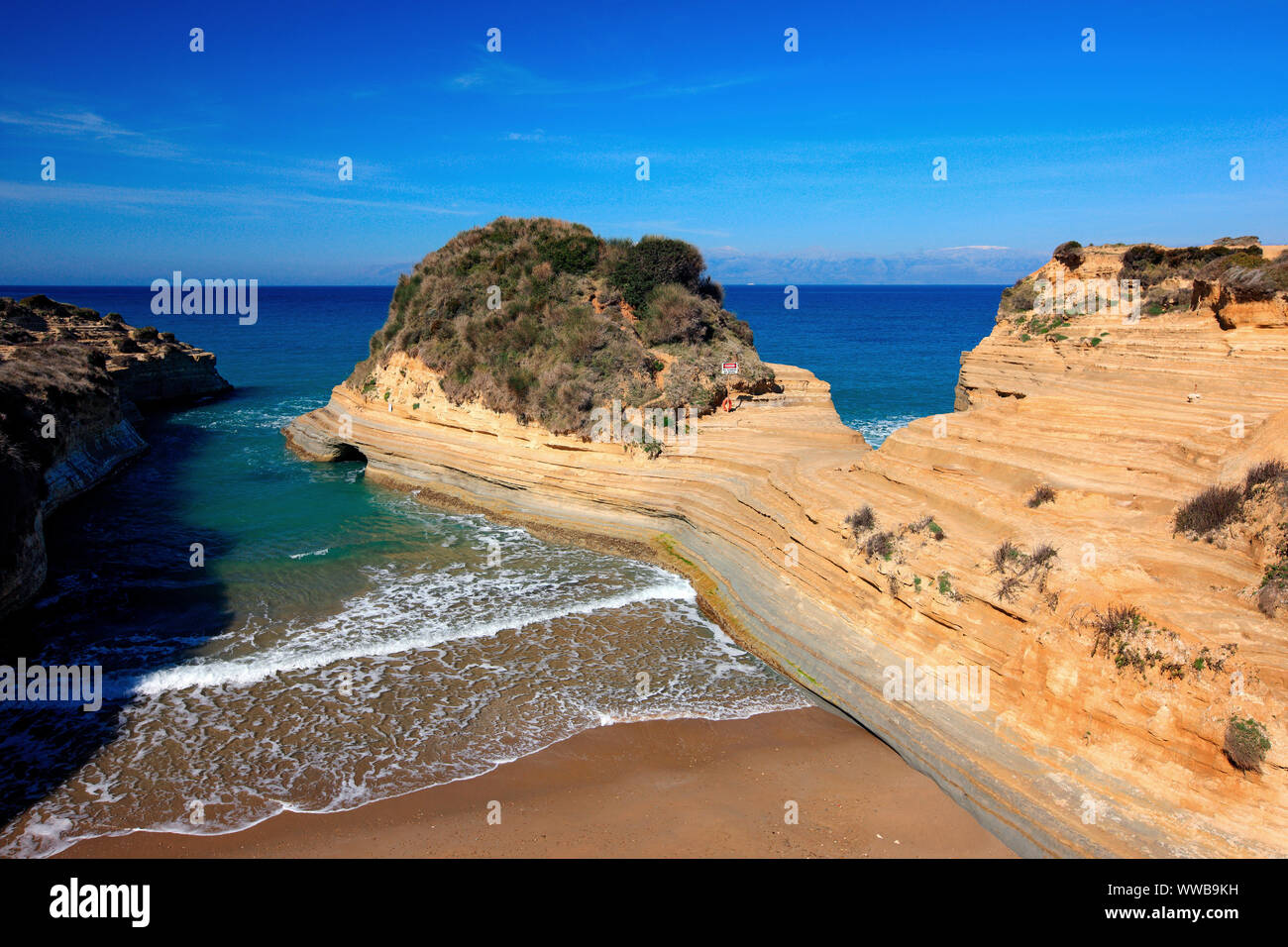 CORFU (KERKYRA) ISLAND, IONIAN SEA, GREECE. The 'Canal d' Amour' beach in Sidari area at the north part of the island. Stock Photo