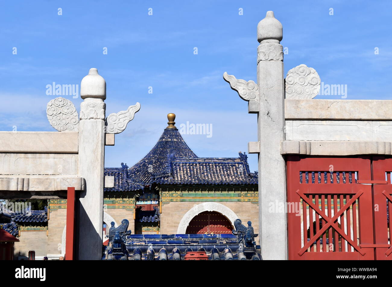 Beijing Temple of Heaven traditional Chinese architecture and ceremonial gates - China Stock Photo