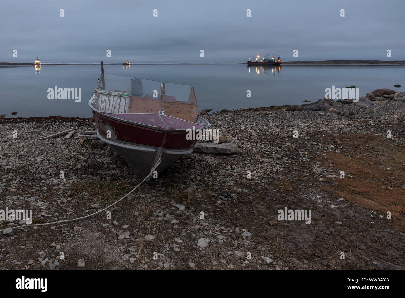Fishing Boat in the Harbor at Cambridge Bay, Nunavut, Canada Stock Photo Alamy