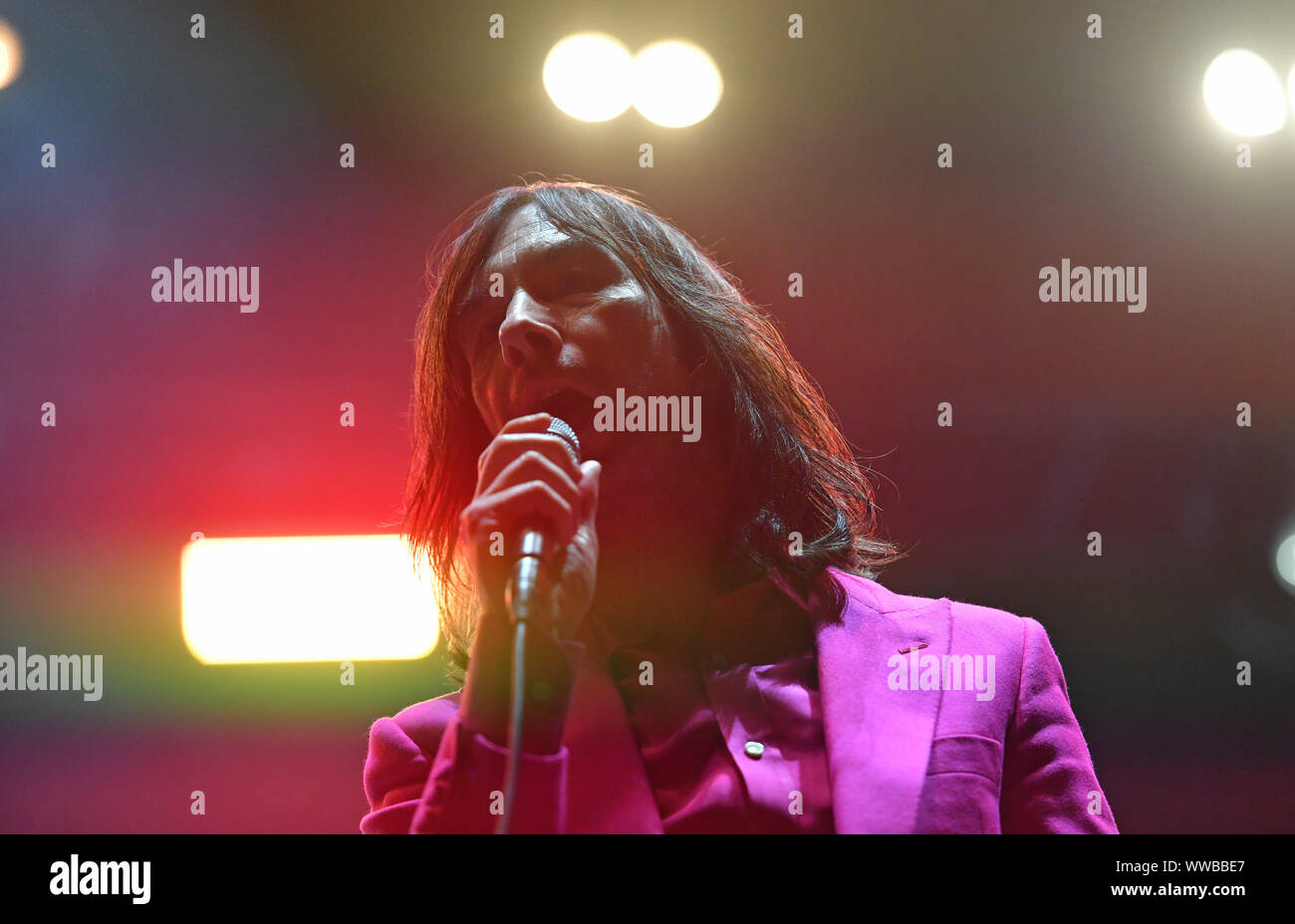 Primal Scream performing during the Peaky Blinders Festival in Birmingham. Stock Photo