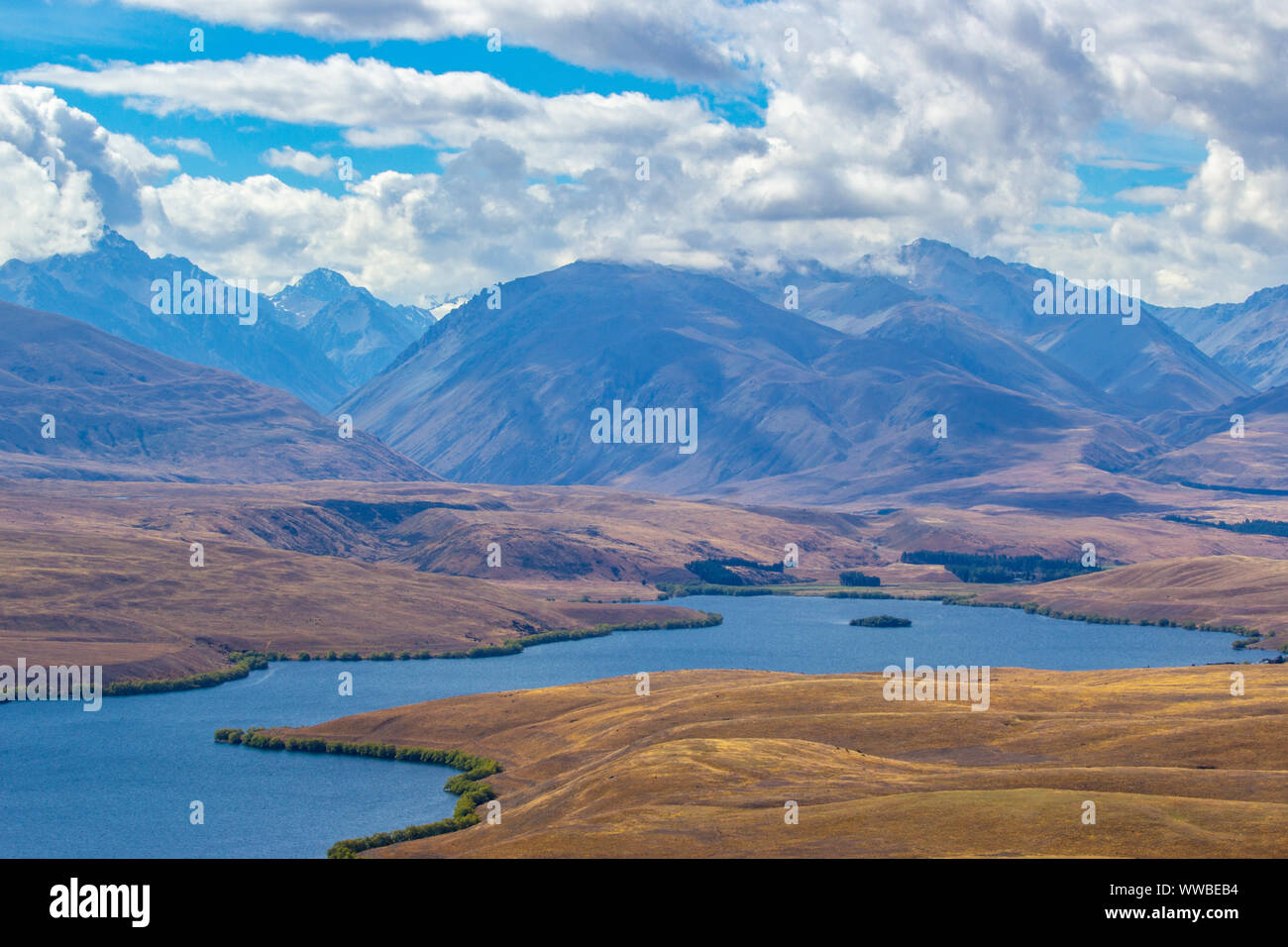 View of Lake Tekapo from Mount John observatory Stock Photo - Alamy