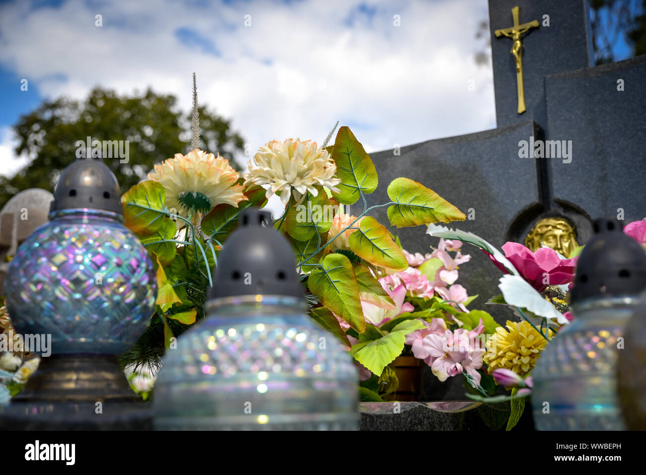 This shot of these candles was taken in a cementry in Poland Stock Photo Alamy