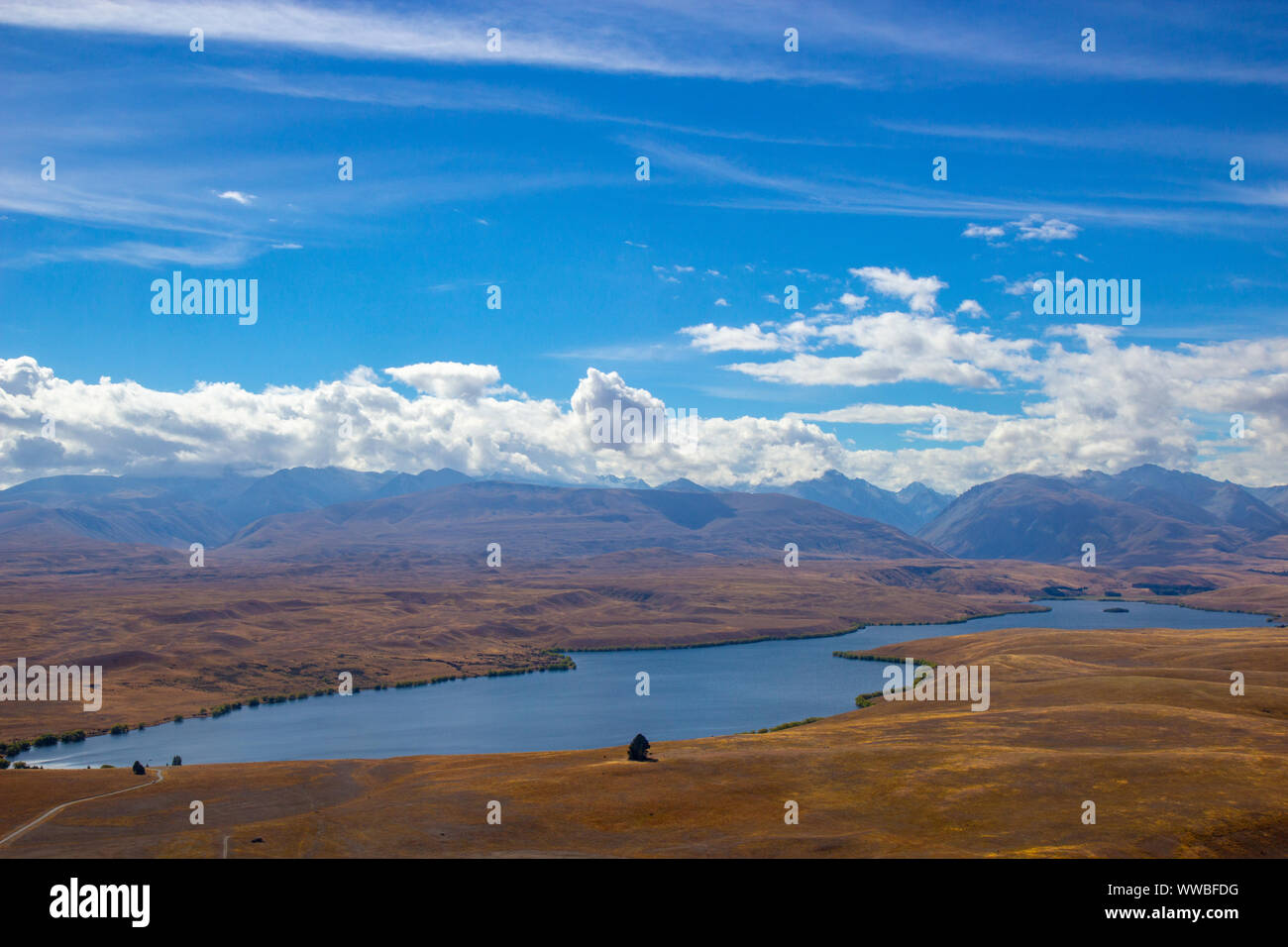 View of Lake Tekapo from Mount John observatory Stock Photo - Alamy