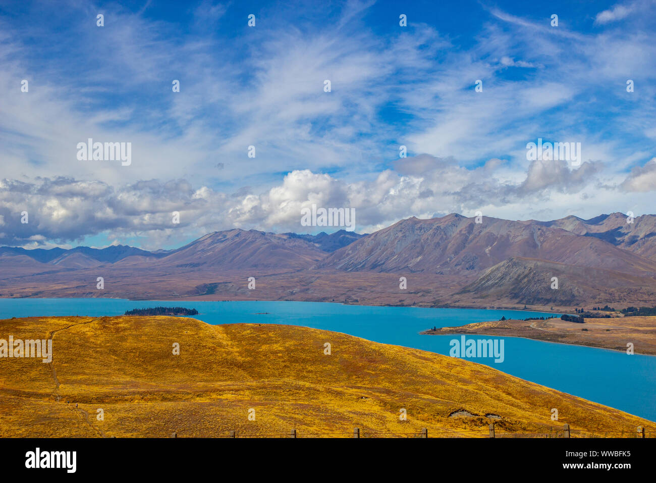 View of Lake Tekapo from Mount John observatory Stock Photo - Alamy