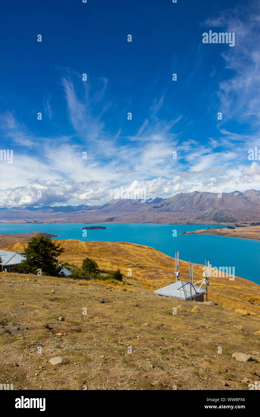 View of Lake Tekapo from Mount John observatory Stock Photo - Alamy