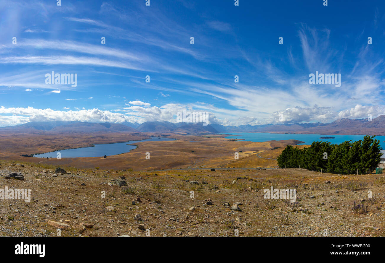 View of Lake Tekapo from Mount John observatory Stock Photo - Alamy