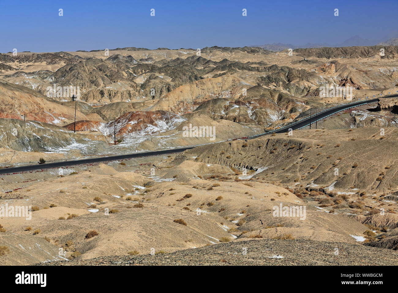 Nnal.Highway G315 cutting through the Altyn Tagh-mountains. Ruoqiang county-Xinjiang-China-0489 Stock Photo